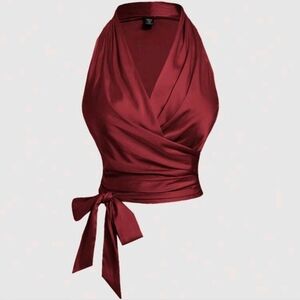 Elegant Burgundy Wrap Top